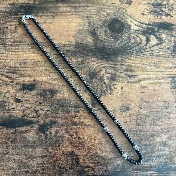 David Yurman Memento Mori Skull Station Necklace w/ Black Spinel - 23" - Picture 1 of 15